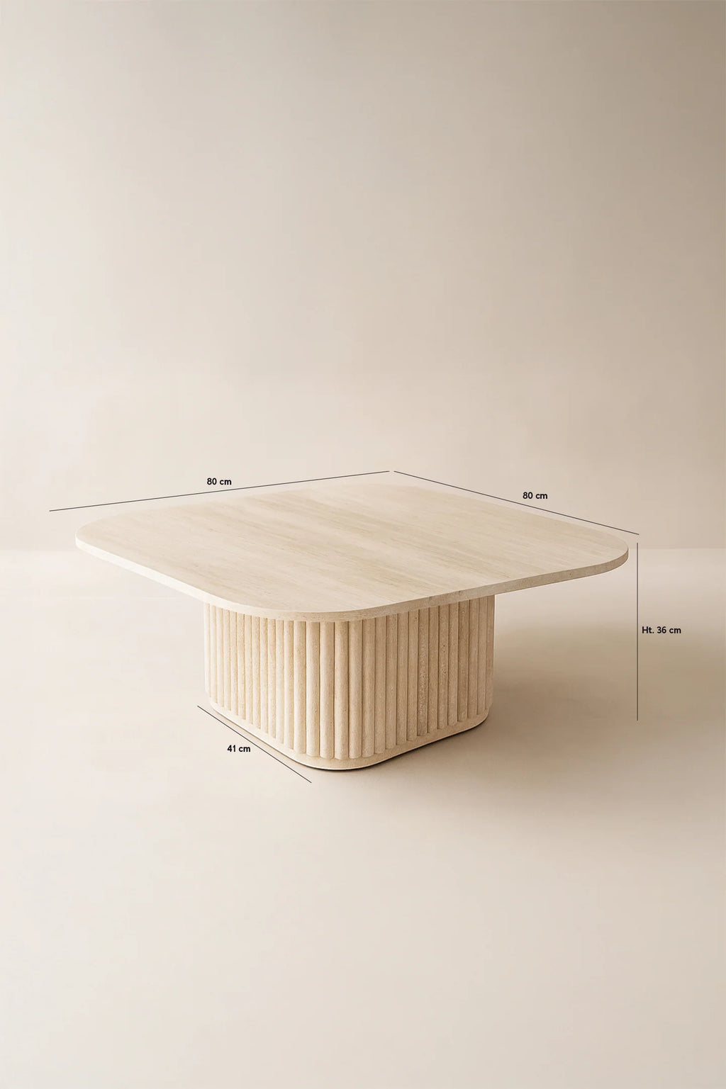 Susan - Square Coffee Table with Natural Travertine Effect