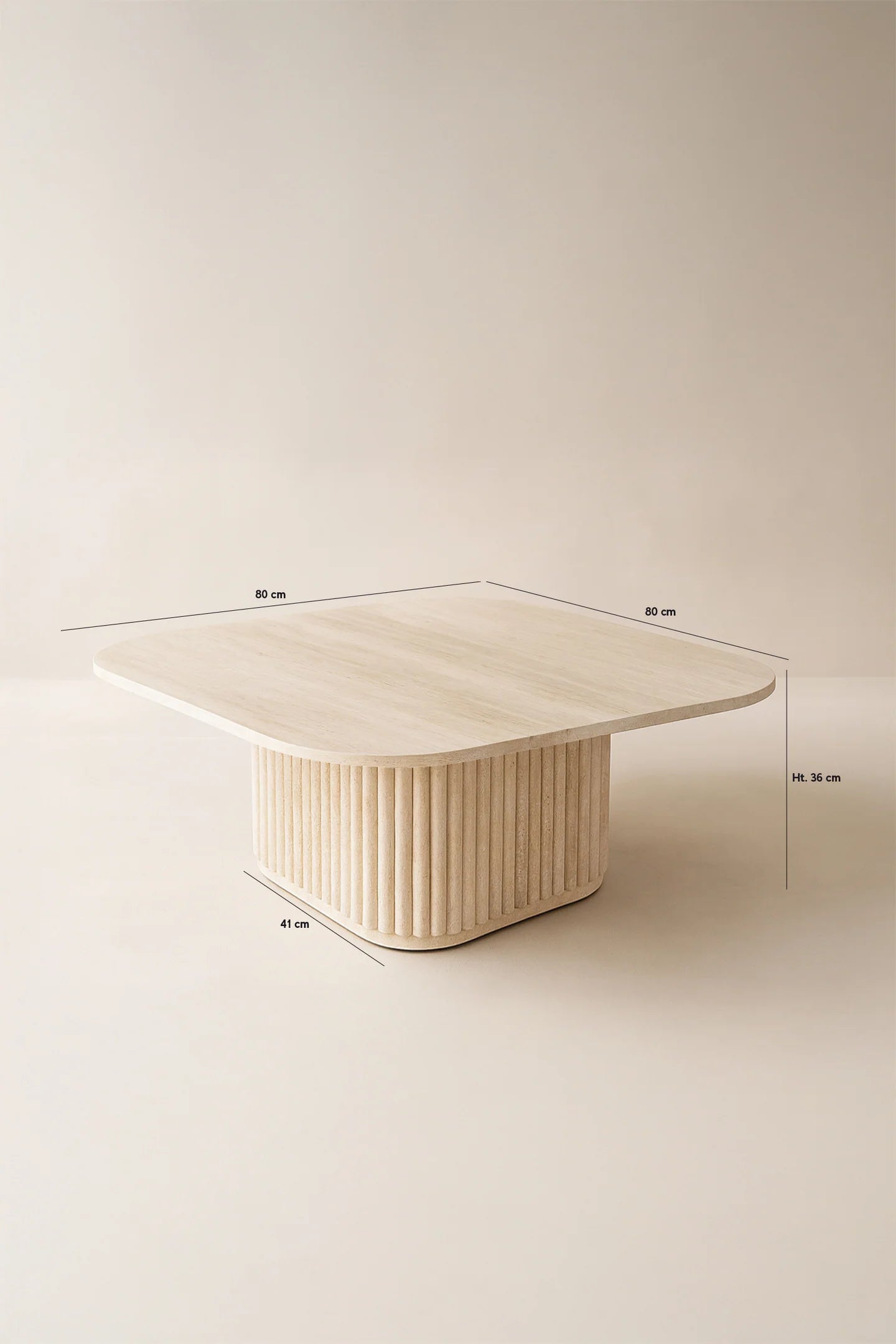 Susan - Square Coffee Table with Natural Travertine Effect