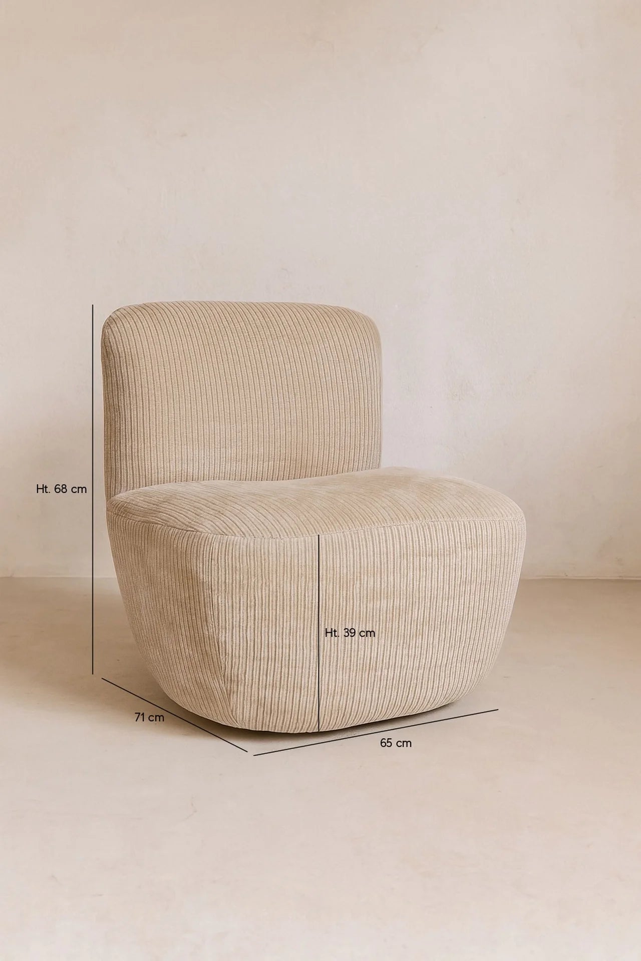 Como - Armchair in beige corduroy fabric