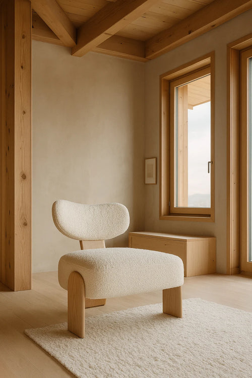 Hella - White bouclé fabric armchair