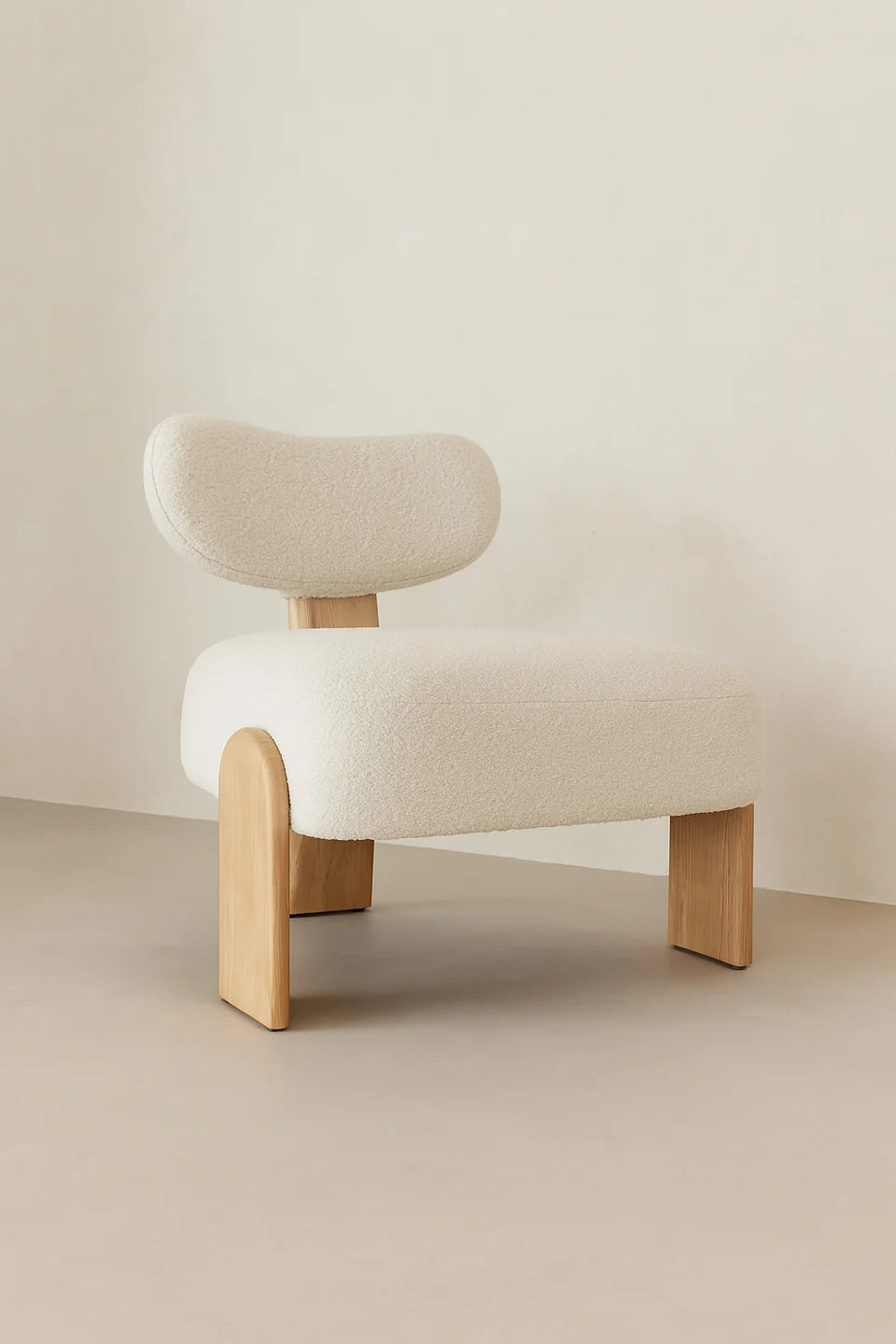 Hella - White bouclé fabric armchair