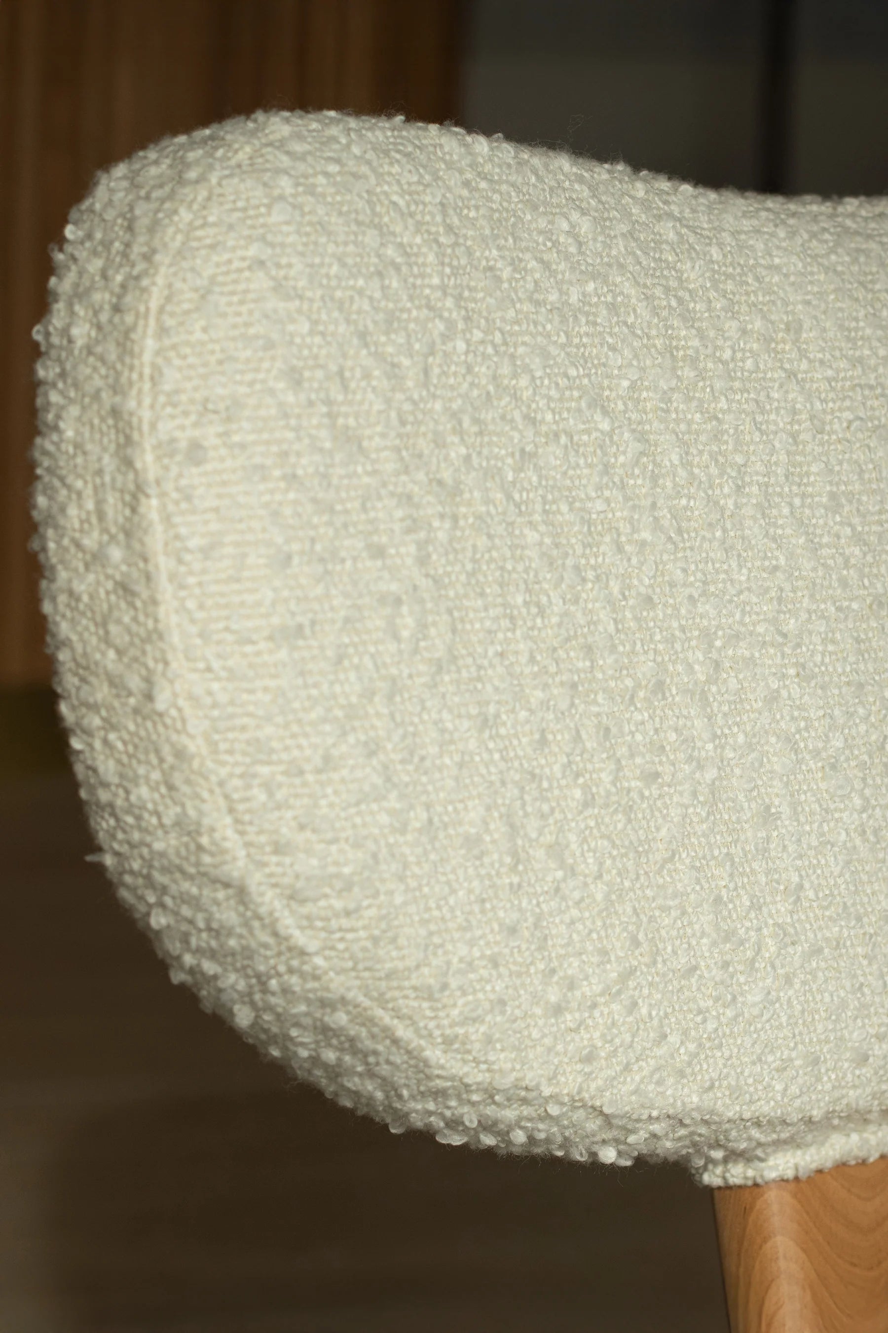 Hella - White bouclé fabric armchair