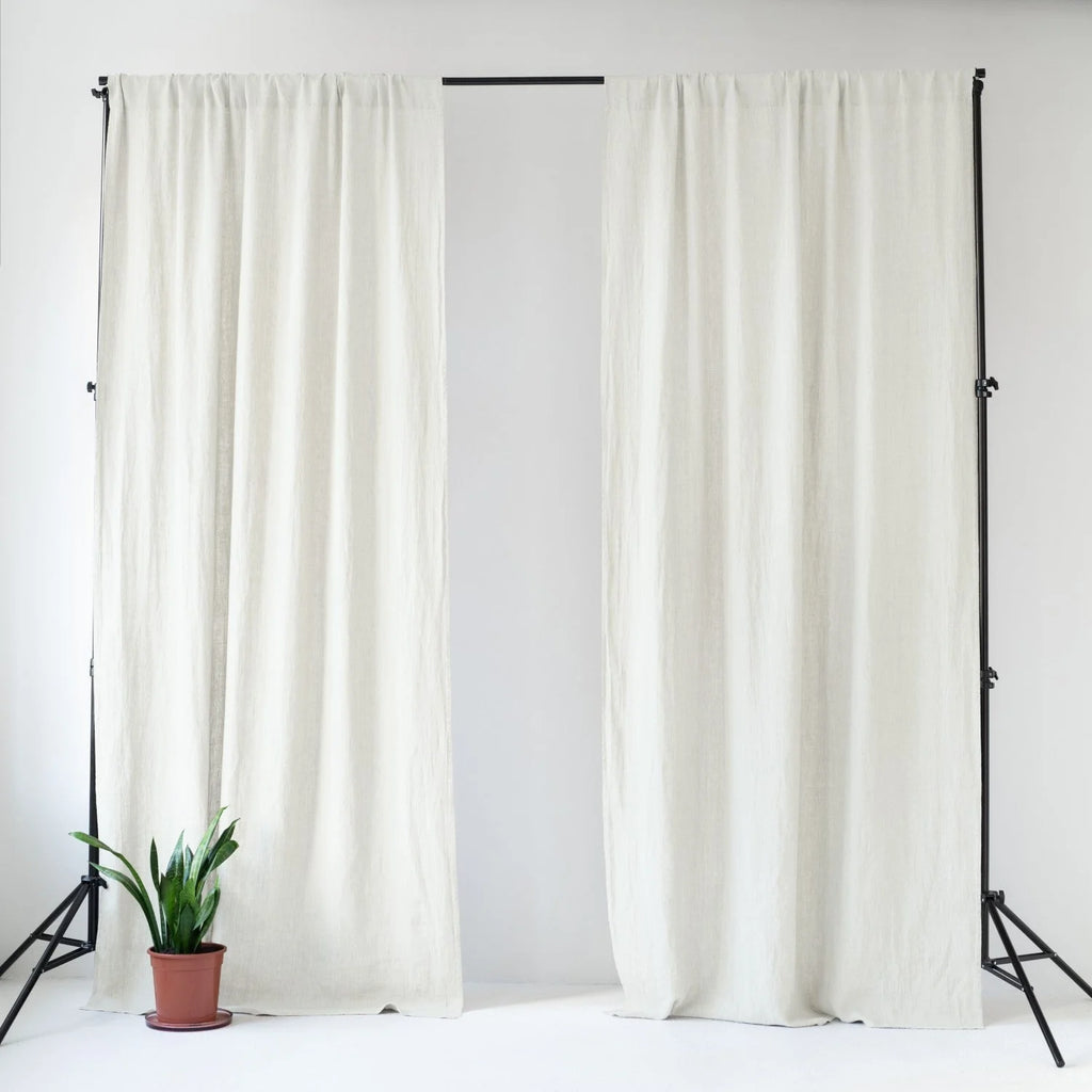 Off-White Linen Night Time Rod Pocket Curtain Set of 2